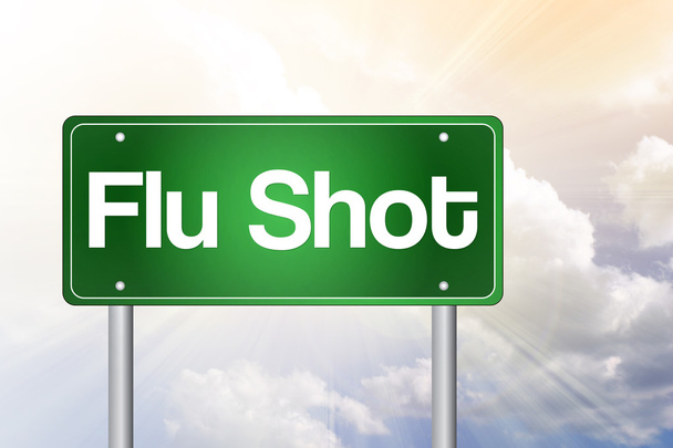 Flu Shot Green Road Sign concep - Fotoğraf, Görsel