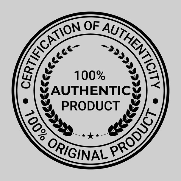 Certificación de insignia de autenticidad, 100 por cientoSello de producto original, logotipo, etiqueta engomada, parche, emblema redondo, retro, vintage, Hipster Vector Illustration - Vector, Imagen