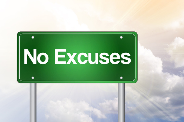 No Excuses Green Road Sign, business concep - Photo, Image