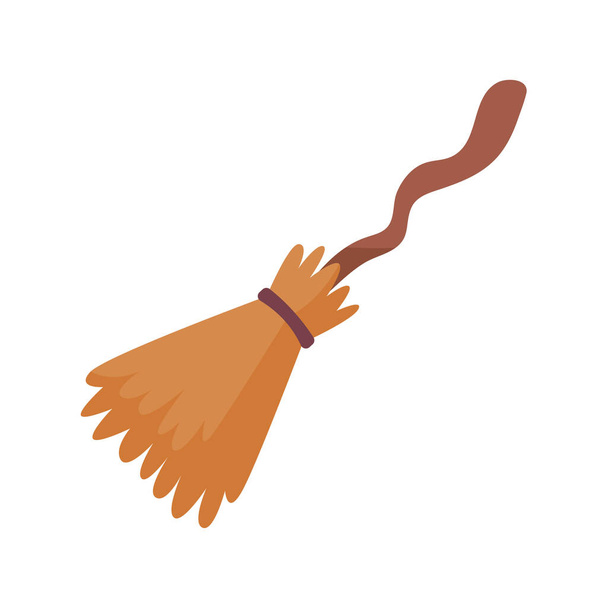 witch magic broom For flying in the sky on Halloween night. broom for cleaning the house - Вектор, зображення