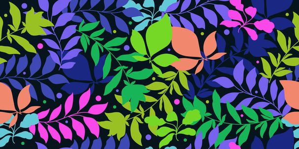 Colorido patrón floral tropical. Patrón sin costura botánica - Vector, imagen
