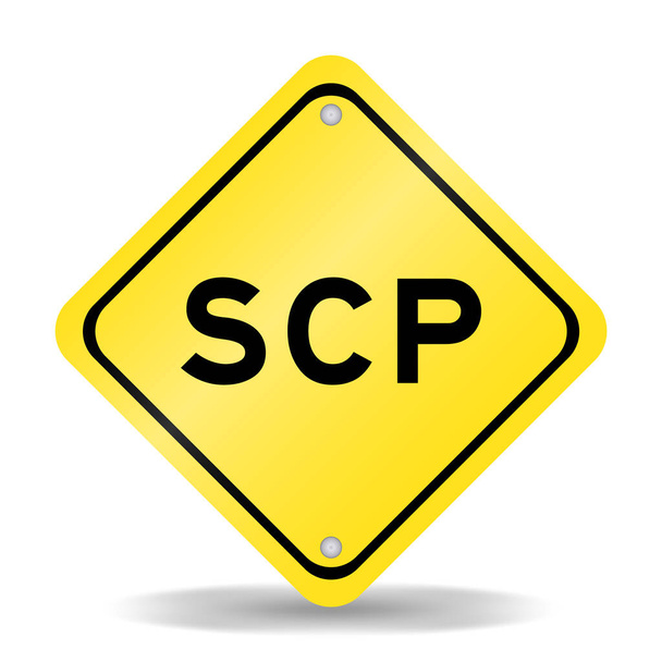 Signo de transporte de color amarillo con la palabra SCP (Abreviatura de - Vector, imagen