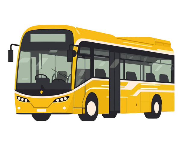 Yellow tour bus driving over white - Vector, Image