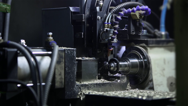 Tech machine at the factory. Processing details - Footage, Video
