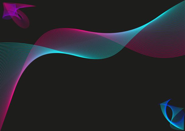 Neon lila-kék hullám-fekete háttér - Vektor, kép