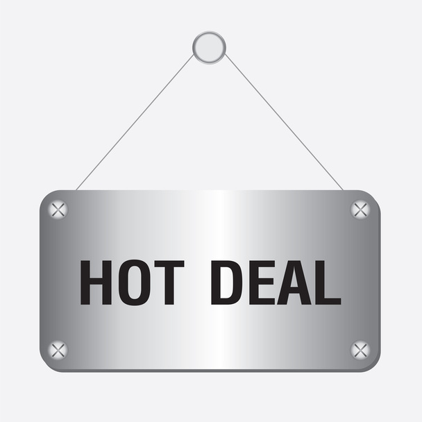 Silver metallic hot deal sign hanging on the wall - Vector, Image