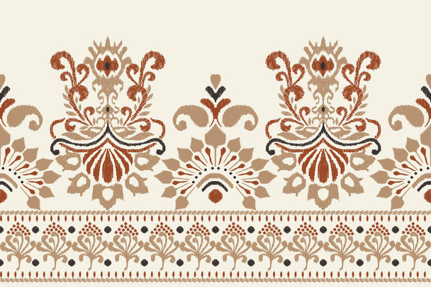 Ikat floral paisley embroidery on white background.Ikat ethnic oriental pattern traditional.Aztec style abstract vector illustration.design for texture,fabric,clothing,wrapping,decoration,sarong,print - Vector, Image