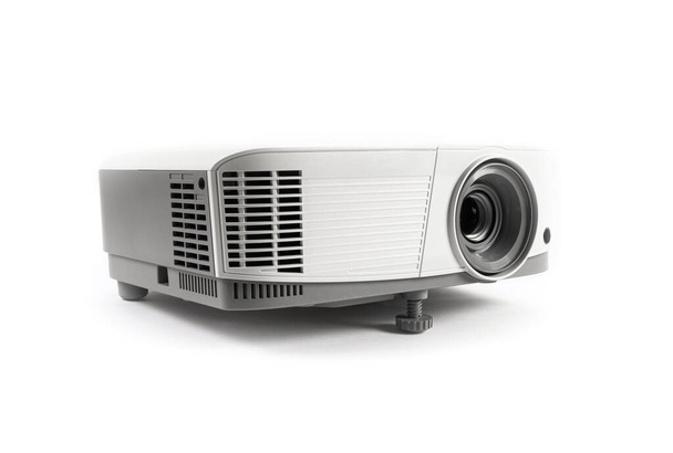 White LCD Projector Video Presentation and Home Theatre Entertainment isolated on white - 写真・画像