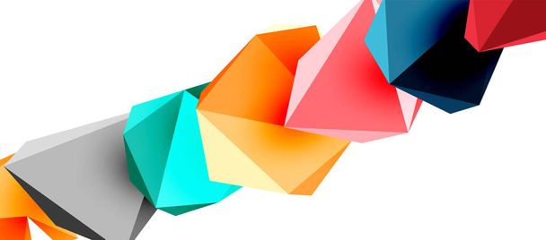 幾何学的な概念、バナー、背景、壁紙、ランディングページや企業ロゴのブランディングのための3次元低ポリ三角形のデザイン要素 - ベクター画像