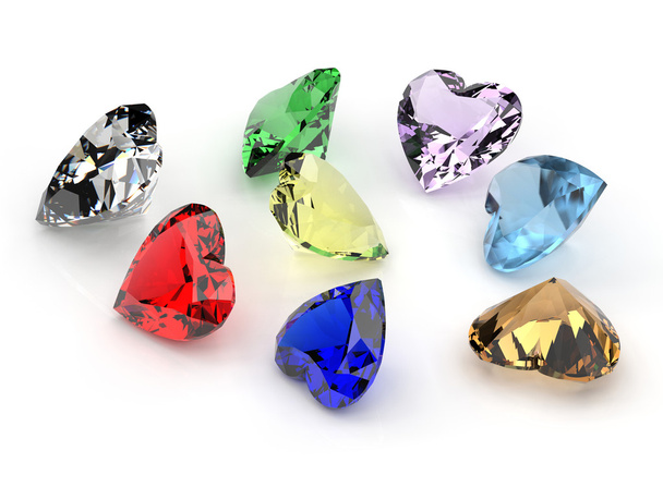 Forma de corazón piedras preciosas coloridas
 - Foto, imagen
