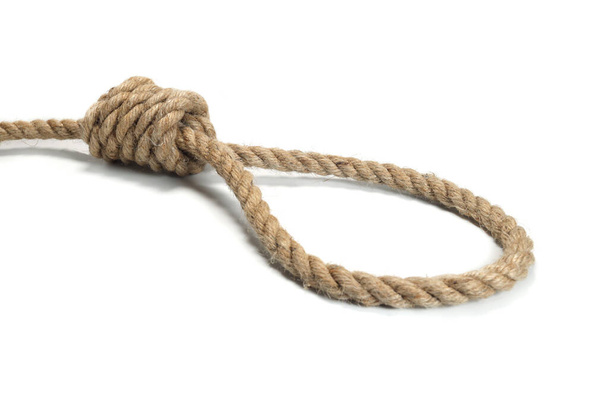 Touw strop geïsoleerd op wit, een lus van touw voor opknoping - Foto, afbeelding