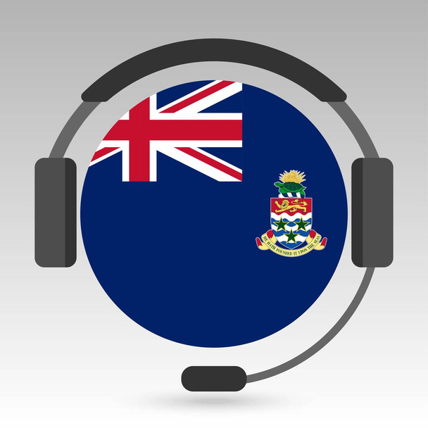 Прапор Кайманових островів з навушниками, знак підтримки. Приклад вектора. - Вектор, зображення