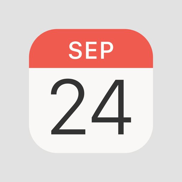 24 Σεπτεμβρίου εικονίδιο απομονώνονται στο παρασκήνιο. Ημερολόγιο σύμβολο σύγχρονο, απλό, διάνυσμα, εικονίδιο για το σχεδιασμό της ιστοσελίδας, κινητό app, ui. Εικονογράφηση διανύσματος - Διάνυσμα, εικόνα