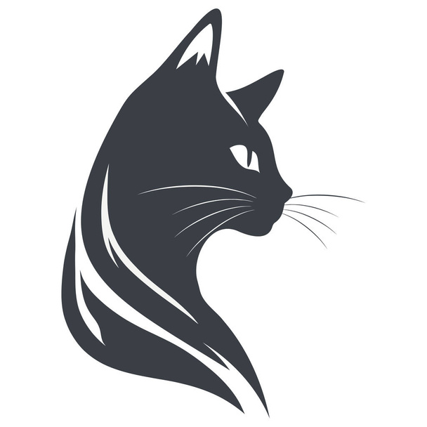 Abrace el encanto y la sofisticación con nuestro elegante diseño de logotipo Vector Cat en blanco y negro - Vector, imagen