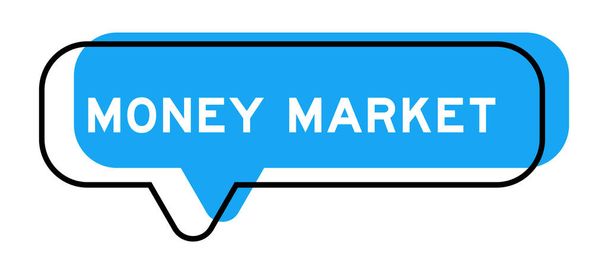 Bannière vocale et nuance bleue avec mot marché monétaire sur fond blanc - Vecteur, image