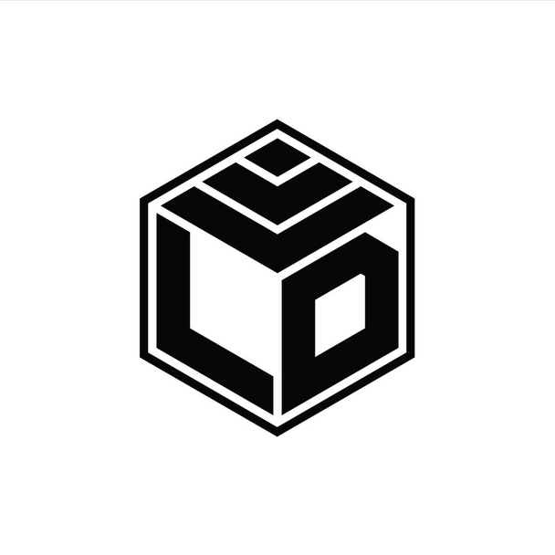 LD Logo monograma con forma geométrica hexágono plantilla de diseño de contorno aislado - Foto, Imagen