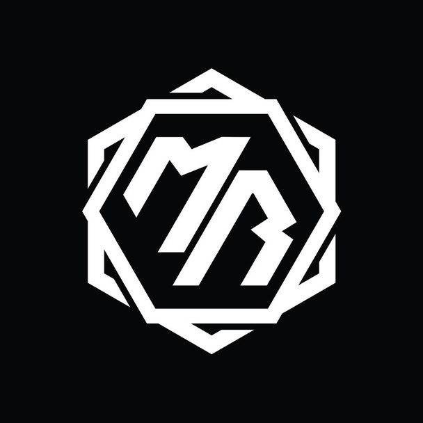MR Logo monogram hatszög alakú geometriai absztrakt elszigetelt vázlatos tervezési sablon - Fotó, kép