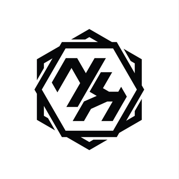 NK Logo monogram hatszög alakú geometriai absztrakt elszigetelt vázlatos tervezési sablon - Fotó, kép