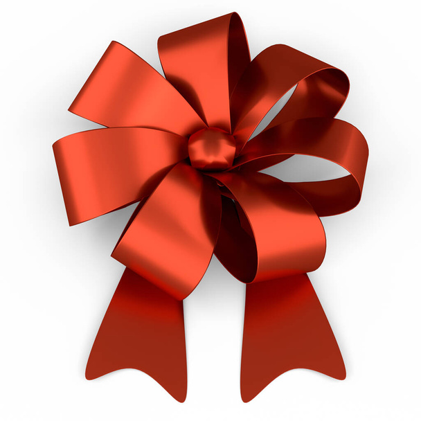 Realistic decorative bow or gift ribbon for gift box isolated on white background. 3d render for presentation, valentine's day, christmas and birthday illustrations. - Fotoğraf, Görsel