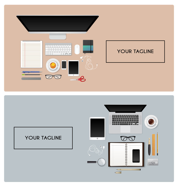 Workplace with isolated objects - Vector, Image