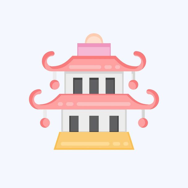Icon Pagoda. related to Chinese New Year symbol. flat style. simple design editable - Vektor, Bild