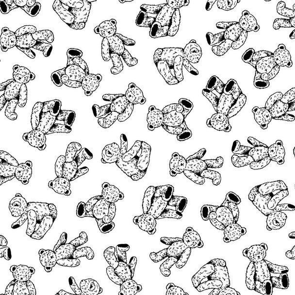Continuous seamless pattern of cute bear illustrations,, - Vector, Image