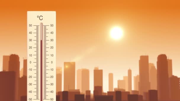 Globális felmelegedési háttér hőmérővel - Felvétel, videó
