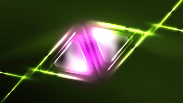 Fondo abstracto de neón digital, triángulos y luces Plantilla de diseño geométrico - Vector, Imagen