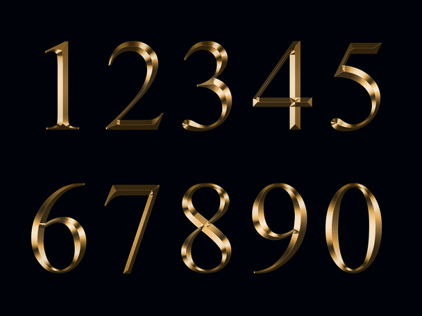 Zlatá čísla, izolované na černém pozadí - Fotografie, Obrázek