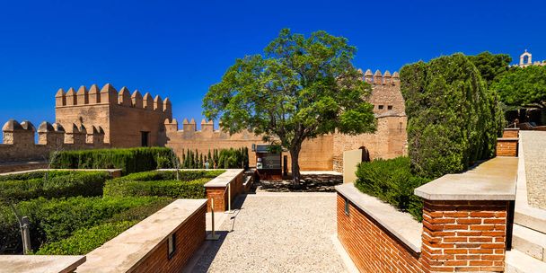 Monumental Complex of Alcazaba of Almeria, Castle and Walls of Cerro of San Cristobal, 15-16th Century Castle, Almeria, Andalucia, Spain, Europe - Fotoğraf, Görsel