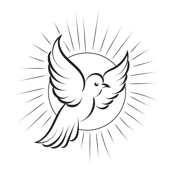 Pentecost Sunday dove logo vector illustration for print or use as poster, card, flyer, tattoo or T Shirt - Vector, Image