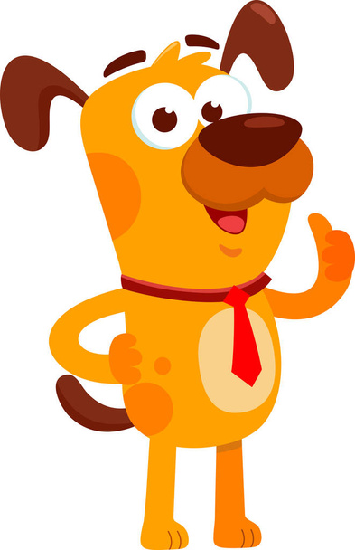 cute dog with tie stylized cartoon character, vector illustration - Vector, Imagen
