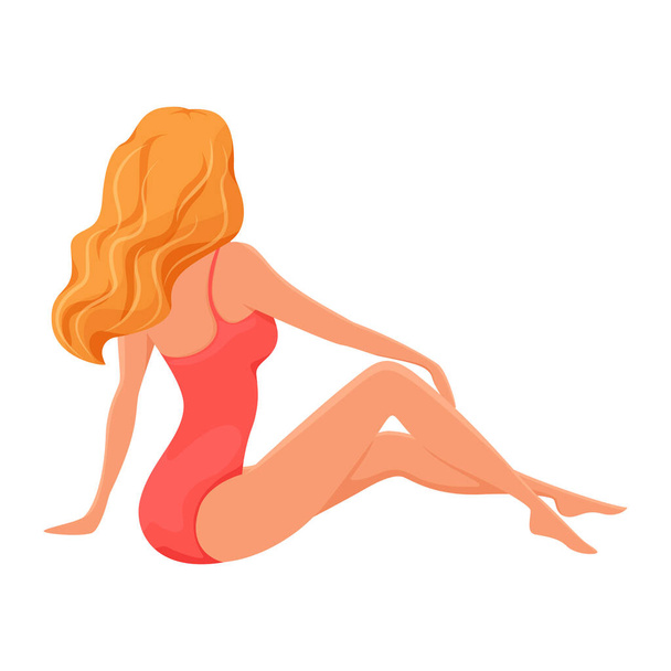 Girl in a swimsuit, summer illustration, vector   - Vettoriali, immagini