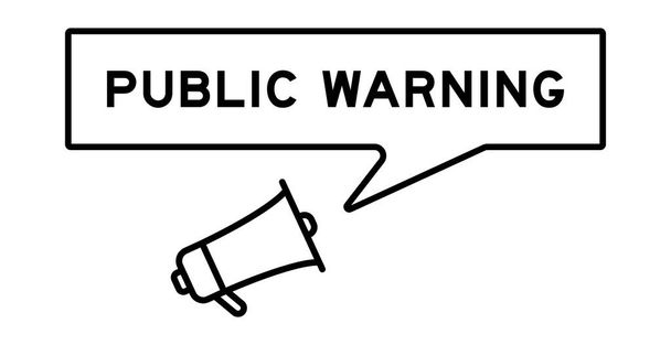 Ícone de megafone com bolha de fala em palavra aviso público no fundo branco - Vetor, Imagem