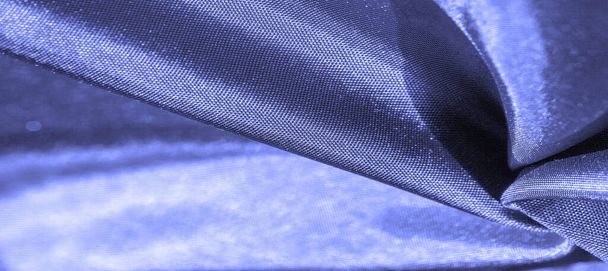 голубая шелковая ткань, блестящий синий металлический фон для декоративного дизайна, элемент декора, обои. текстура - Фото, изображение