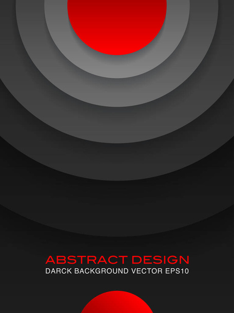 Concentric circles with shadows. Abstract dark background. Red in the center. Black circulars. Cut out paper. Vector graphic design - Vecteur, image