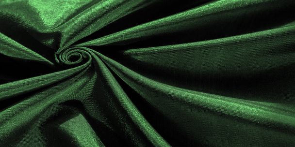 smaragdově zelená hedvábná tkanina, kovové látkové odstíny, lesklé zelené kovové pozadí pro dekorativní design, dekorační prvek, tapety. vzor textury - Fotografie, Obrázek