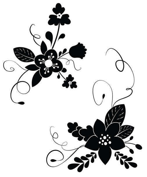 Vector floral black elements - Vektori, kuva
