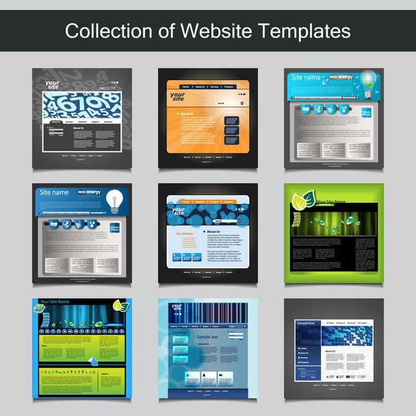Collection of Website Templates for Your Business - Nine Nice and Simple Design Templates with Different Patterns and Header Designs - Business and Corporate Identity - Vector, Image