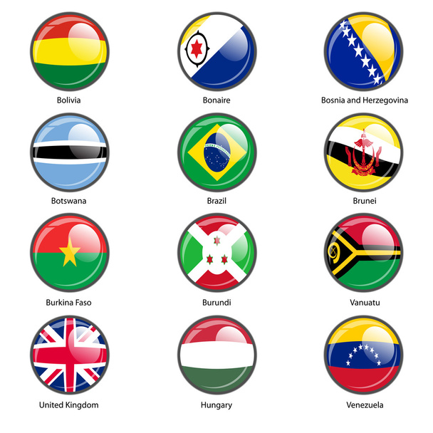 Nastavit kruh ikonu vlajky světa suverénních států. Vektorové úsporných - Vektor, obrázek