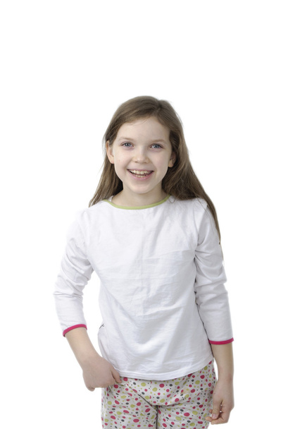 Little girl in nightwear on white - Fotografie, Obrázek