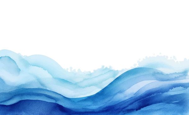 Abstract blue watercolor waves background. Watercolor texture. Vector illustration. - Vecteur, image