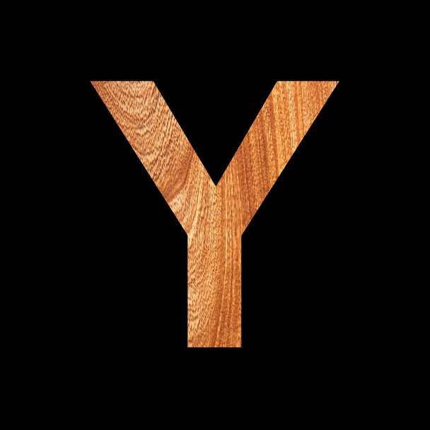 Capital letter Y on oak wood background - Black background - Fotó, kép