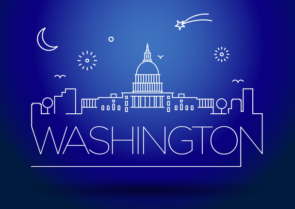 Washington D.C. stad lijn silhouet - Vector, afbeelding