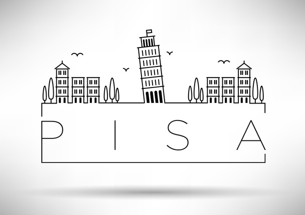 Pisa City Line Silhouette Typographic Design - Vector, Image