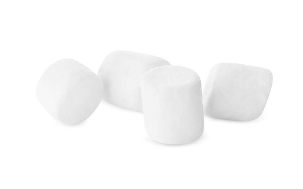 Delicious sweet puffy marshmallows isolated on white - Fotó, kép