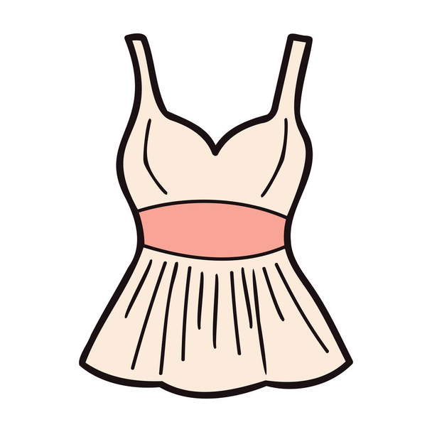 Hand Drawn cute swimwear for women in doodle style isolated on background - Вектор, зображення