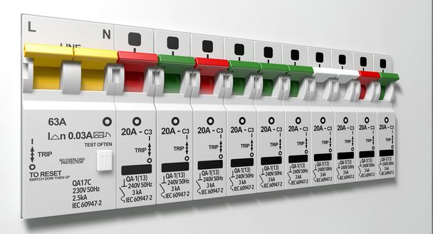 painel disjuntor elétrico
 - Foto, Imagem