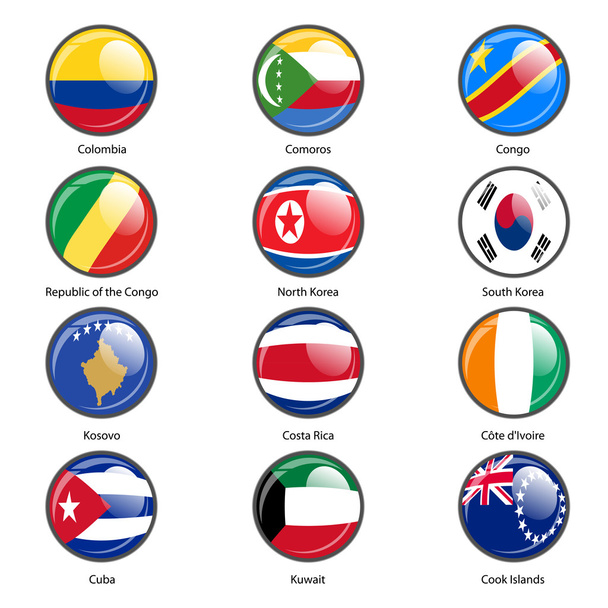 Definir ícone círculo Bandeiras de estados soberanos do mundo. Vector illustr
 - Vetor, Imagem