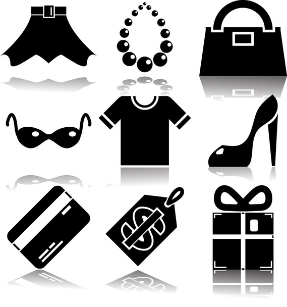 Vectors set of girl's shopping icons - Vetor, Imagem